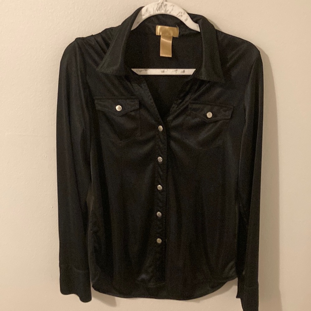 Miss Tina Black Button Down